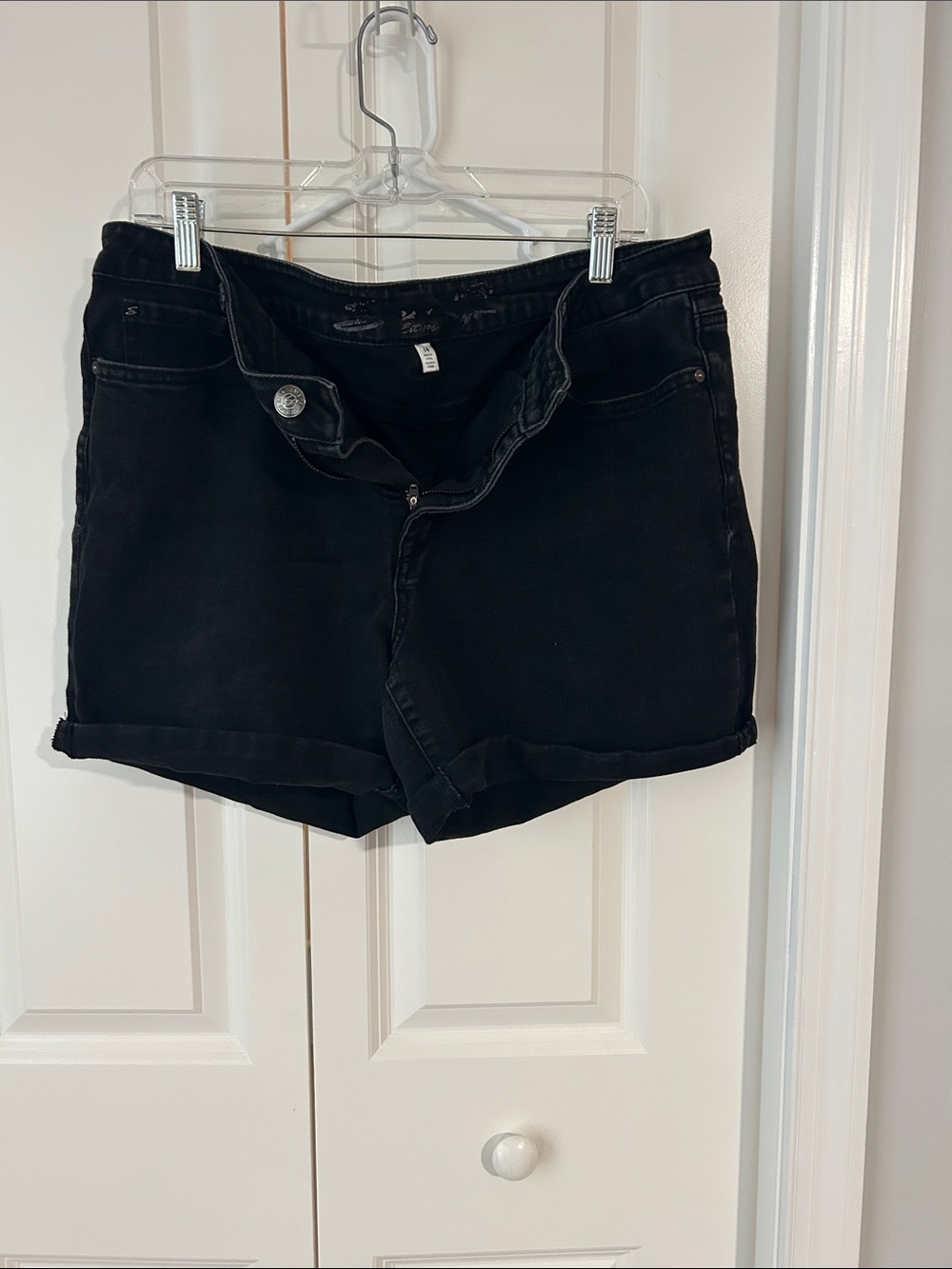Seven7 Black Rolled Cuff Denim Shorts